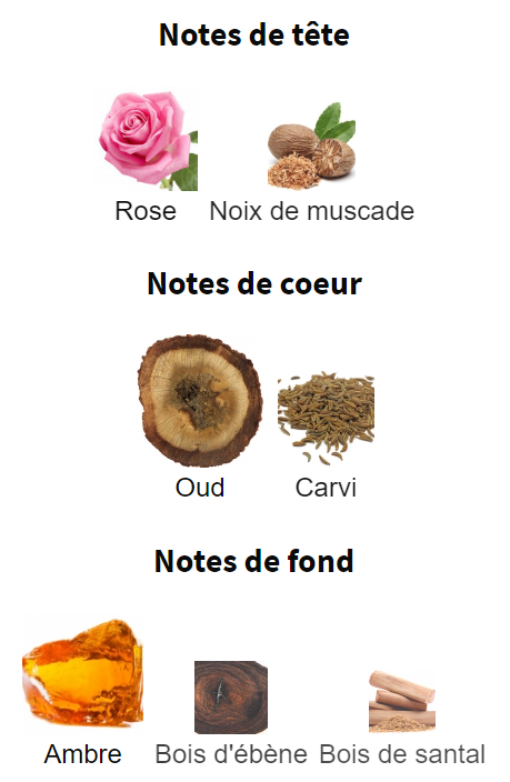 Notes olfactives tete coeur fond Montale Amber and Spices